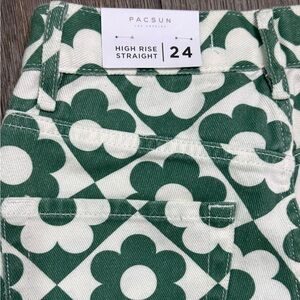 PacSun Green Floral Jeans